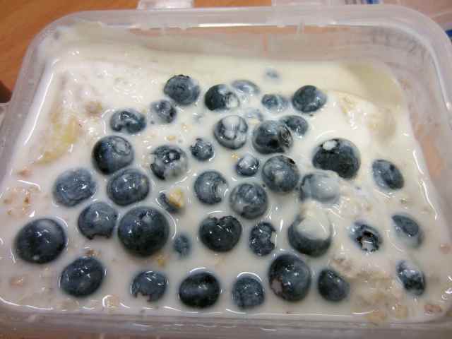 yogurt, blueberries and oats