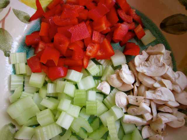 Chopped raw vegetables