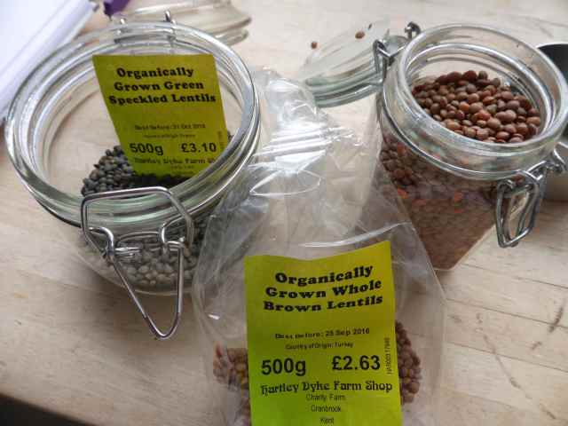 brown and green lentils